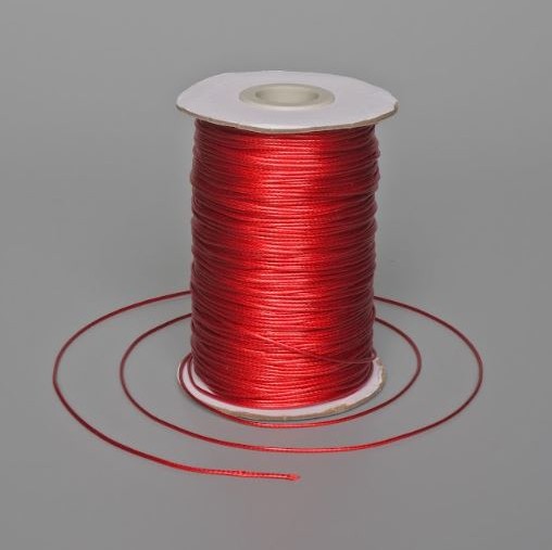 Findings Red "Waxed" Cord, diameter 1mm, spool, length 150m