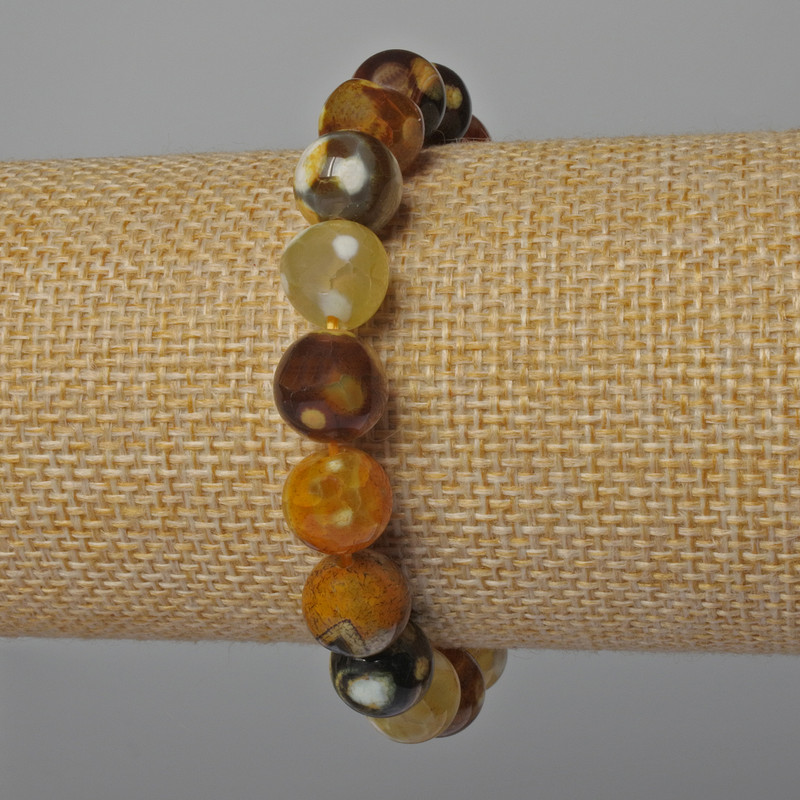 Yellow Agate Bracelet Smooth Ball, Diameter 10mm+/-, Length 18cm+/- (Stretch)