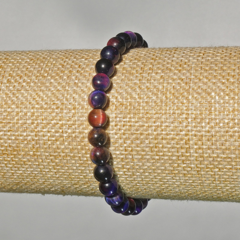 Multicolour Cat's Eye Bracelet Natural Stone Smooth Ball, Diameter 6mm+/-, Length 18cm+/- (Stretch)