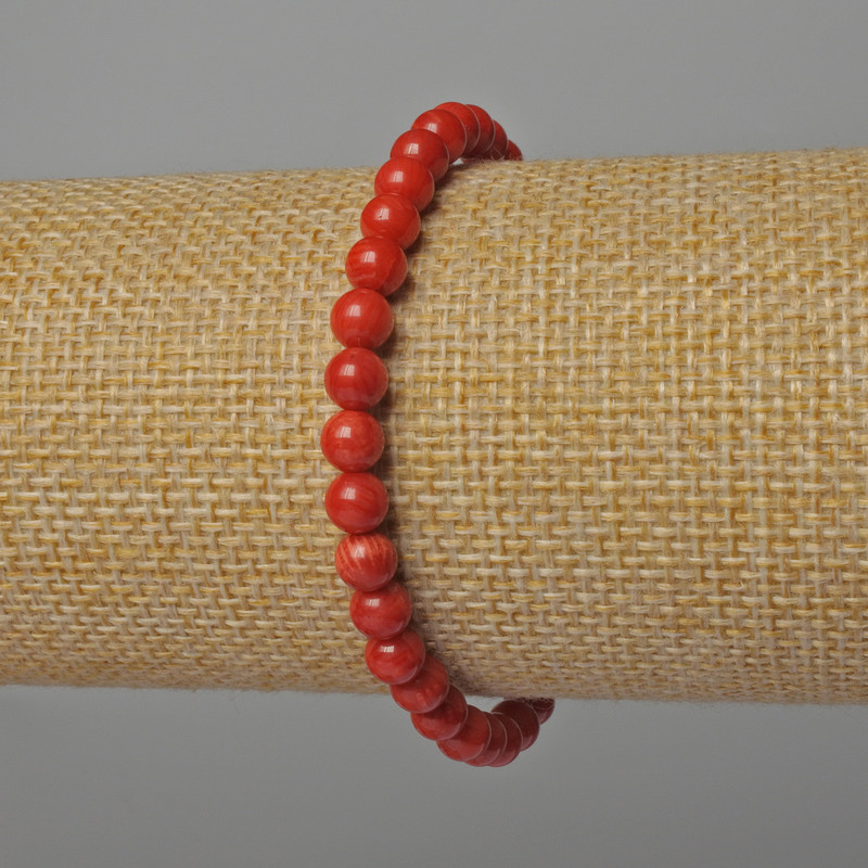 Coral Bracelet Natural Smooth Ball, Diameter 5mm+/-, Length 18cm+/- (Stretch)