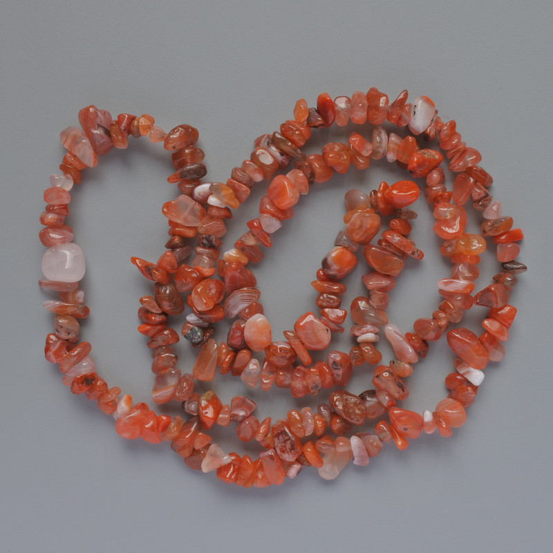 Carnelian Beads Natural Stone Chips, Diameter 8x4mm+/-, Length 78cm+/- on Fishing Line