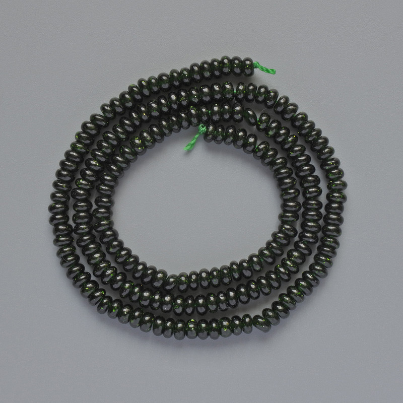 Green Aventurine Beads, synthetic, smooth rondelle, diameter 4x2mm+/-, length 39cm +/- on a thread