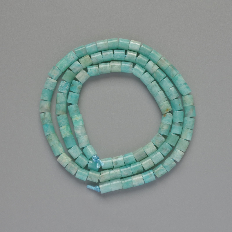 Amazonite Beads, natural stone, faceted chip cut, diameter 4x4mm+/-, length 39cm +/- on a thread
