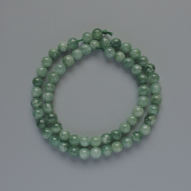 Jadeite Beads Smooth Sphere 6.5mm Diameter, 38cm Long on Thread