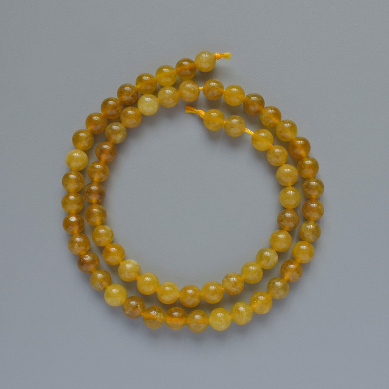 Citrine Beads, natural stone, smooth round, diameter 6mm+/-, length 39cm+/- on a thread