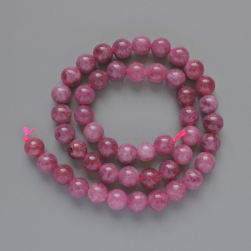 Rubellite Tourmaline Beads, natural stone, smooth round, diameter 8mm+/-, length 39cm+/- on a thread