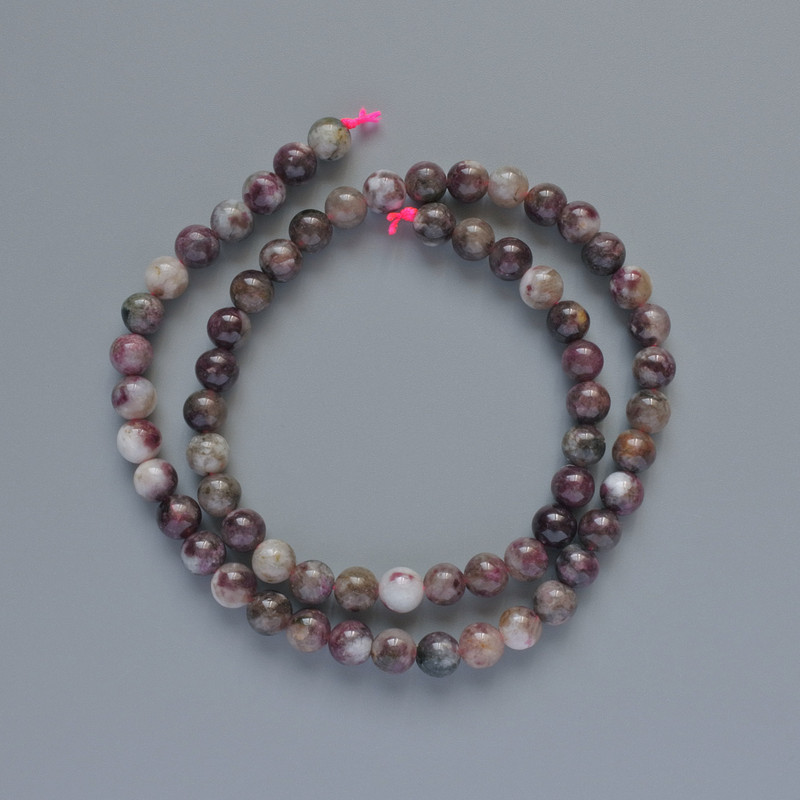 Tourmaline Beads natural stone, smooth round, diameter 6mm+/-, length 39cm+/- on a thread