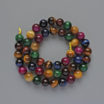 Beads Cat's Eye Assorted Natural Stone Smooth Round, Diameter 8.5mm+-, Length 39cm+- on Thread
