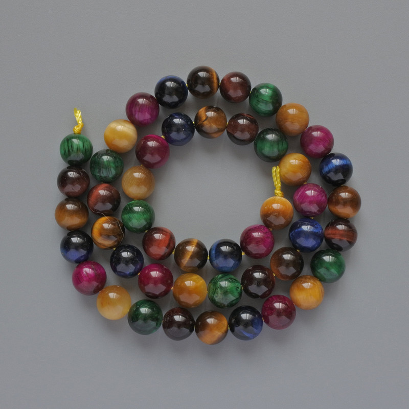 Beads Cat's Eye Assorted Natural Stone Smooth Round, Diameter 8.5mm+-, Length 39cm+- on Thread