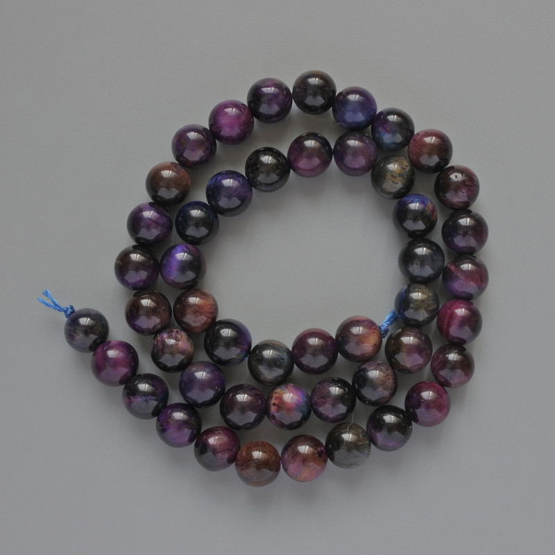 Beads Multicolour Cat's Eye Natural Stone Smooth Round, Diameter 8.5mm+-, Length 38cm+- on Thread