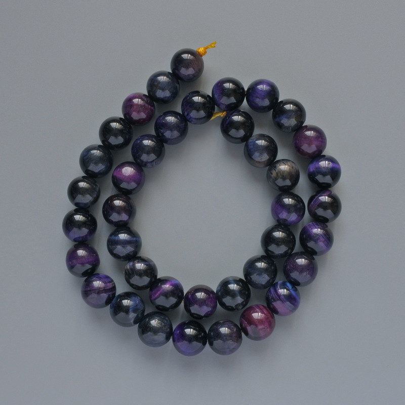 Beads Multicolour Cat's Eye Natural Stone Smooth Round, Diameter 10mm+-, Length 39cm+- on Thread