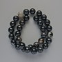 Black Agate Beads, Natural Stone, Smooth Round, 12mm+/- Diameter, 38cm+/- Length, on Fishing Line