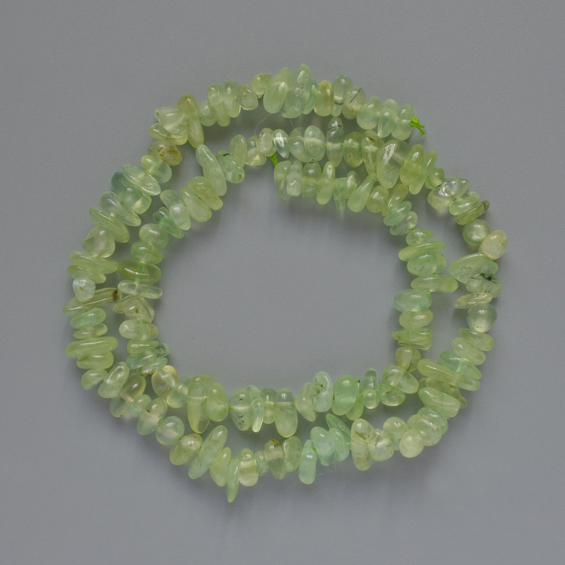 Prehnite Beads Natural Stone Chips, diameter 6x3mm+/-, length 41cm +/- on a thread