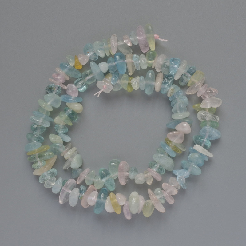 Morganite Beads, Natural Stone Chips, Diameter 8x3mm+/-, Length 41cm+/- on a Thread