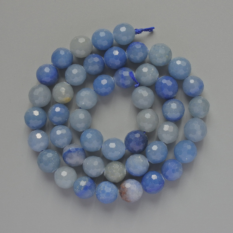 Blue Aventurine Beads, Natural Stone Faceted Ball, Diameter 8mm+/-, Length 37cm+/- on a Thread