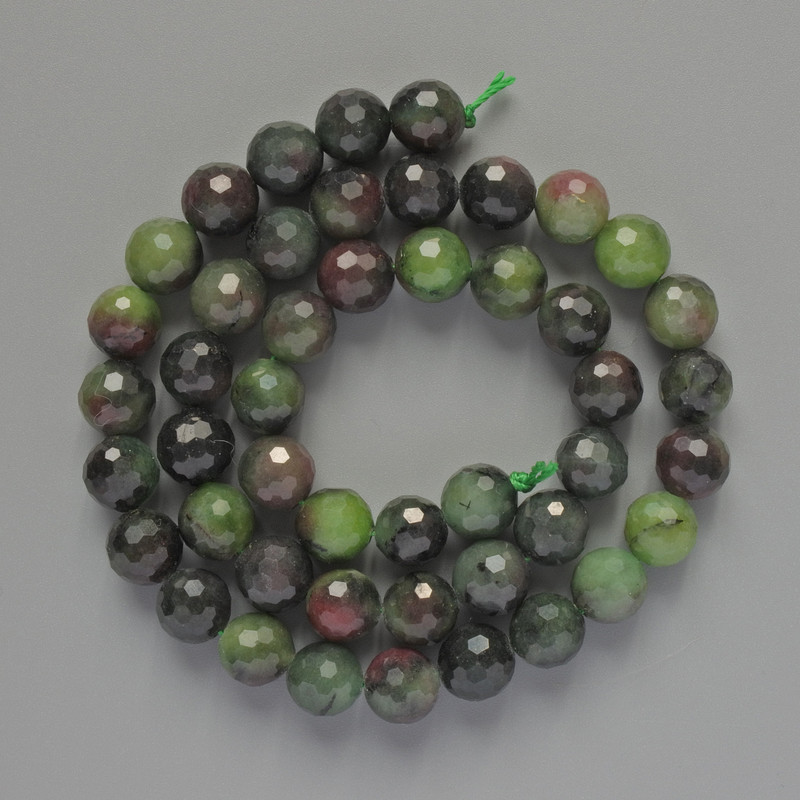 Zoisite Beads, Natural Stone Faceted Ball, Diameter 8mm+/-, Length 38cm+/- on a Thread