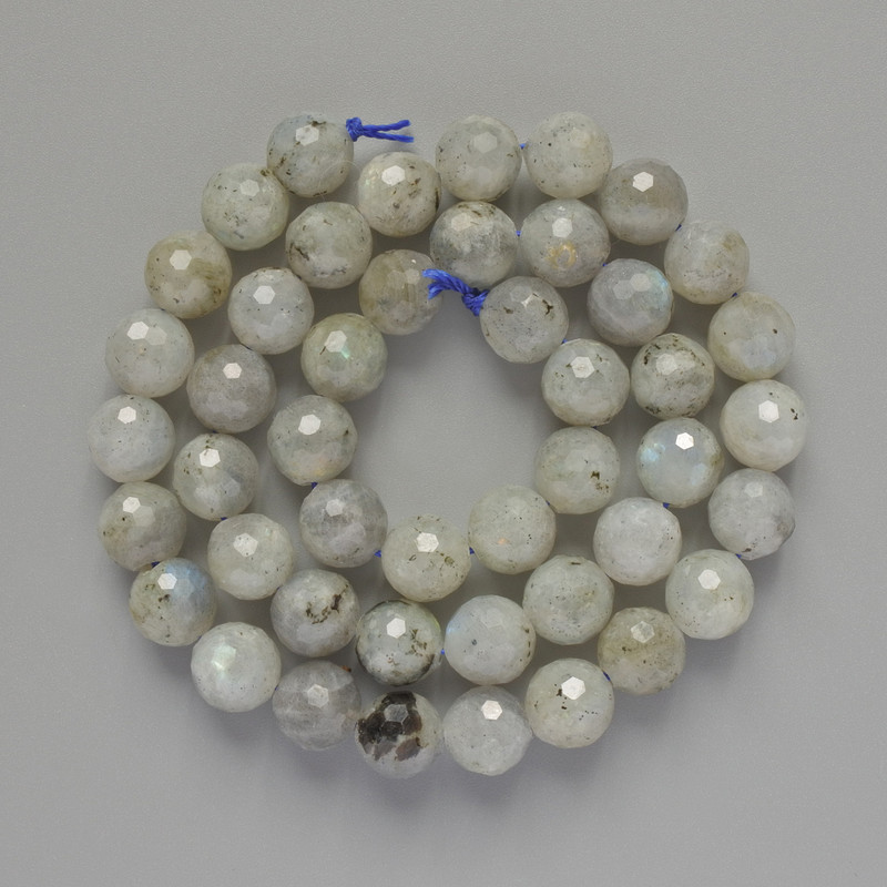 Beads Labradorite Natural Stone Faceted Ball, Diameter 8mm+/-, Length 38cm +/- on Thread