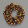 Beads Tiger's Eye Natural Stone Faceted Ball, Diameter 8mm+/-, Length 38cm +/- on Thread