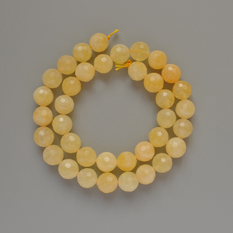 Beads Citrine Natural Stone Faceted Ball, Diameter 10mm+/-, Length 38cm +/- on Thread