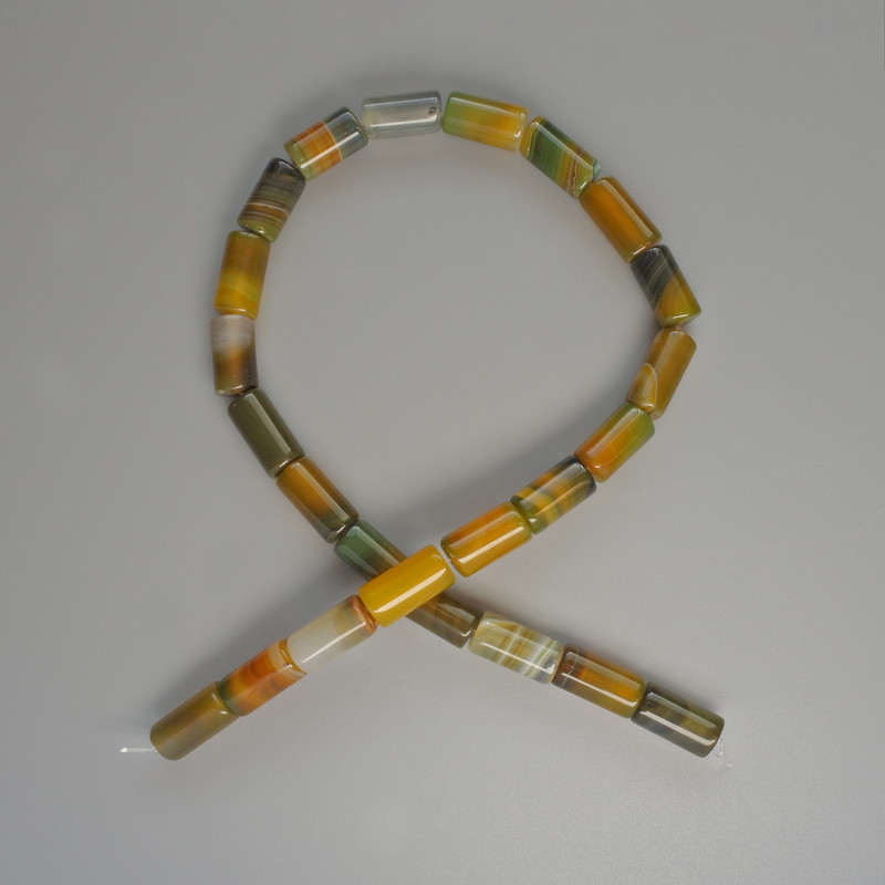 Beads Agate Natural Stone Cylinder, Diameter 8x16mm+/-, Length 38cm +/- on Fishing Line
