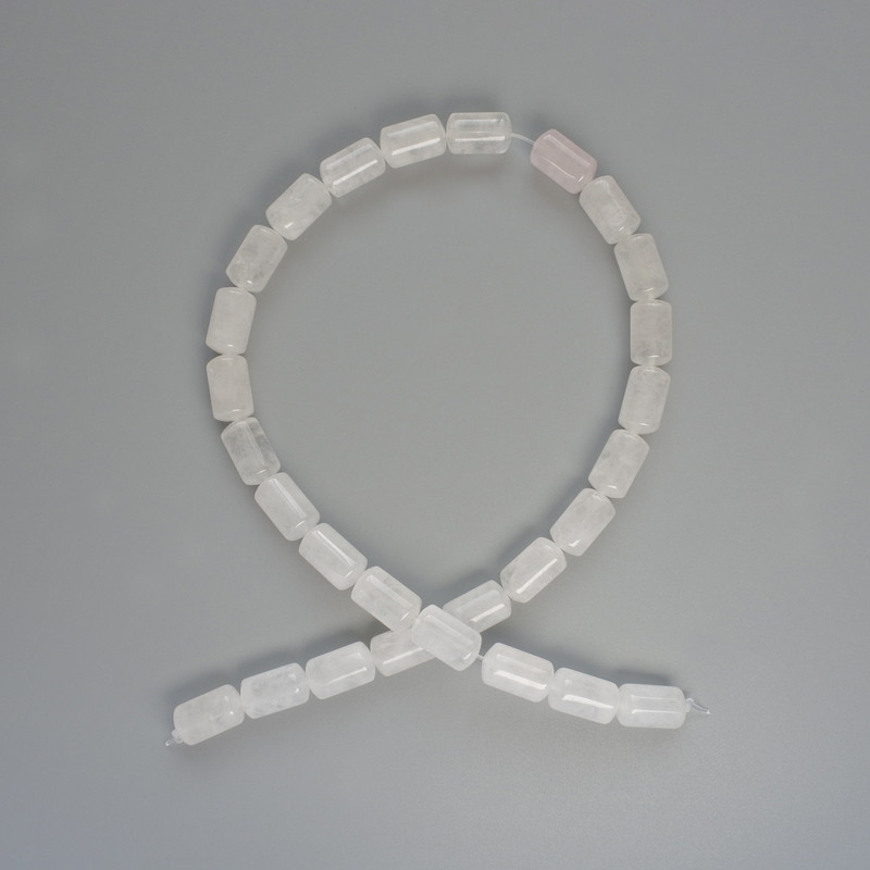 Rock Crystal Beads, natural stone cylinder, diameter 8x14mm+/-, length 39cm+/- on a thread