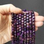 Purple Tiger's Eye Beads Toned Natural Stone Faceted Cube, Diameter 7mm+/-, Length 39cm+/- on Thread