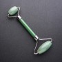 Natural Jade Stone Massager, 14cm Length, Silver-Tone Metal