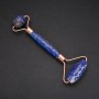 Double-Sided Lapis Lazuli Stone Massager, 14.5cm Length, Gold-Tone Metal