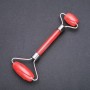 Double-Sided Tourmaline Stone Massager, 14.5cm Length, Silver-Tone Metal