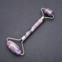 Amethyst Stone Massager, Double-Sided, 14.5cm Length, Silver-Toned Metal