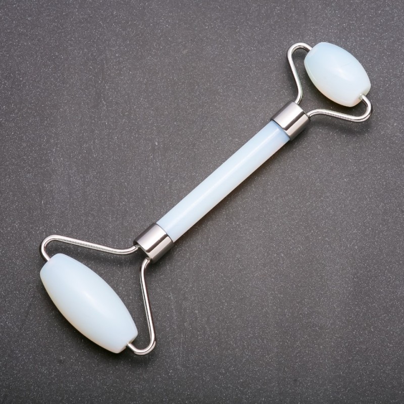 Synthetic Moonstone Massage Tool, 14cm Length, Silver Metal