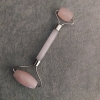 Rose Quartz Massager, Double-Sided, Length 14.5cm, Silver-Tone Metal
