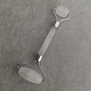 Crystal Quartz Massager, Double-Sided, Length 14.5cm, Silver-Tone Metal
