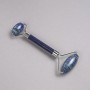 Lapis Lazuli Roller Massager, Double-Sided, Length 14.5cm, Silver-Tone Metal