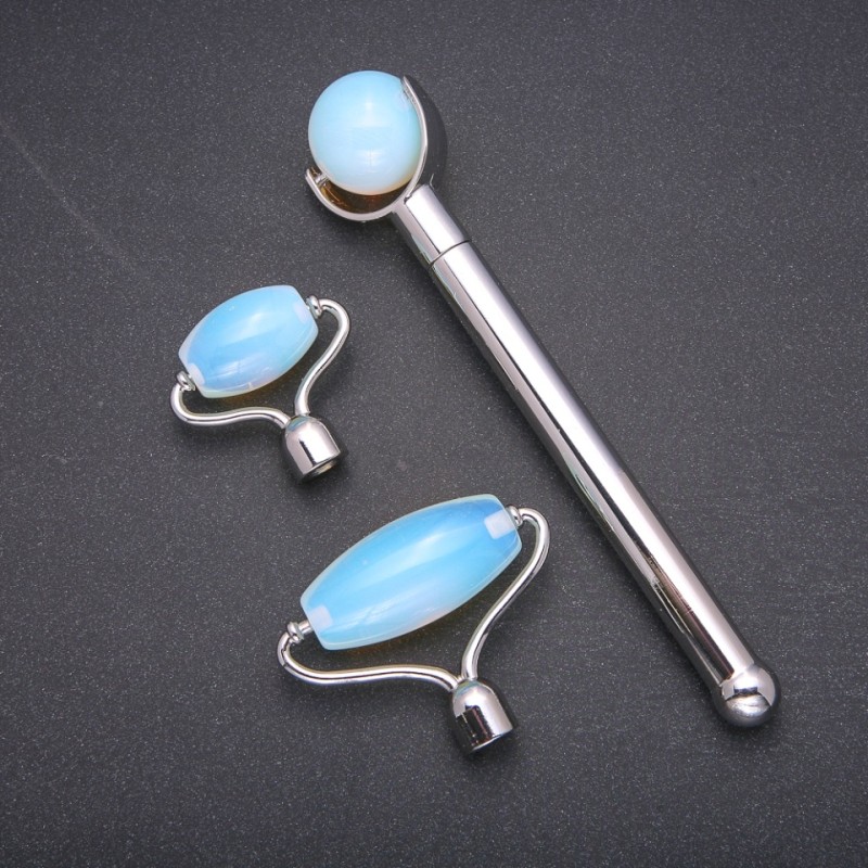 Moonstone Massager Set with 3 Attachments, Silver-Tone Metal