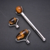 Tiger's Eye Massager Set with 3 Attachments, Silver-Tone Metal