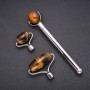 Tiger's Eye Massager Set with 3 Attachments, Silver-Tone Metal