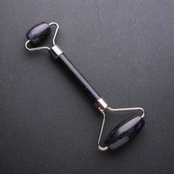Aventurine "Blue Sand Cairo Night" Massager, length 14cm, silver-tone metal