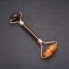 Roller Massager with Tiger's Eye Stone, Gold-Tone Metal, length 14.5mm