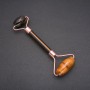 Roller Massager with Tiger's Eye Stone, Gold-Tone Metal, length 14.5mm