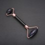 Roller Massager Aventurine "Cairo Night" Blue Sand, length 14.5cm, copper-tone metal