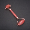 Roller Massager with Chalcedony Stone, Gold-Tone Metal, length 14.5mm