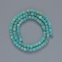 Beads Amazonite natural stone faceted cube, diameter 4mm+-, length 39cm+- on a thread