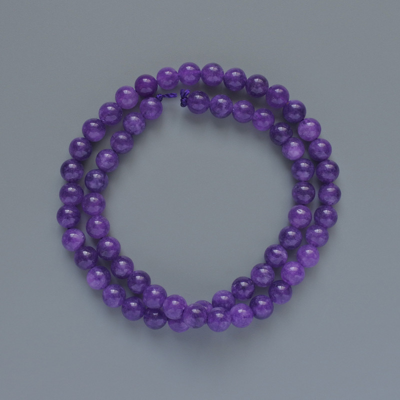 Beads Sugilite (synthetic) smooth round bead, diameter 6.5mm+-, length 39cm+- on a thread