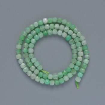 Beads Emerald natural stone faceted cube, diameter 4mm+-, length 38cm+- on a thread