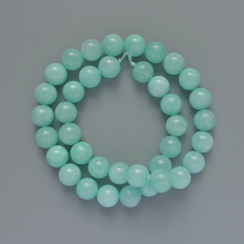 Beads Amazonite smooth round bead, diameter 10mm+-, length 38cm+- on a thread