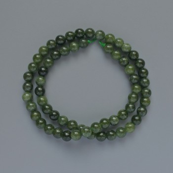 Beads Jadeite natural stone smooth round bead, diameter 6mm+-, length 37cm+- on a thread