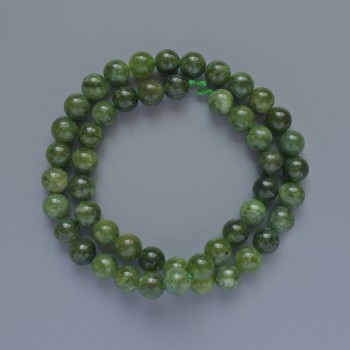Beads Jadeite natural stone smooth round bead, diameter 8mm+-, length 39cm+- on a thread
