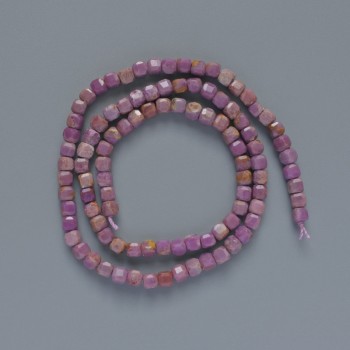 Phosphosiderite Beads natural gemstone faceted cube, diameter 4mm+-, length 39cm+- on a strand