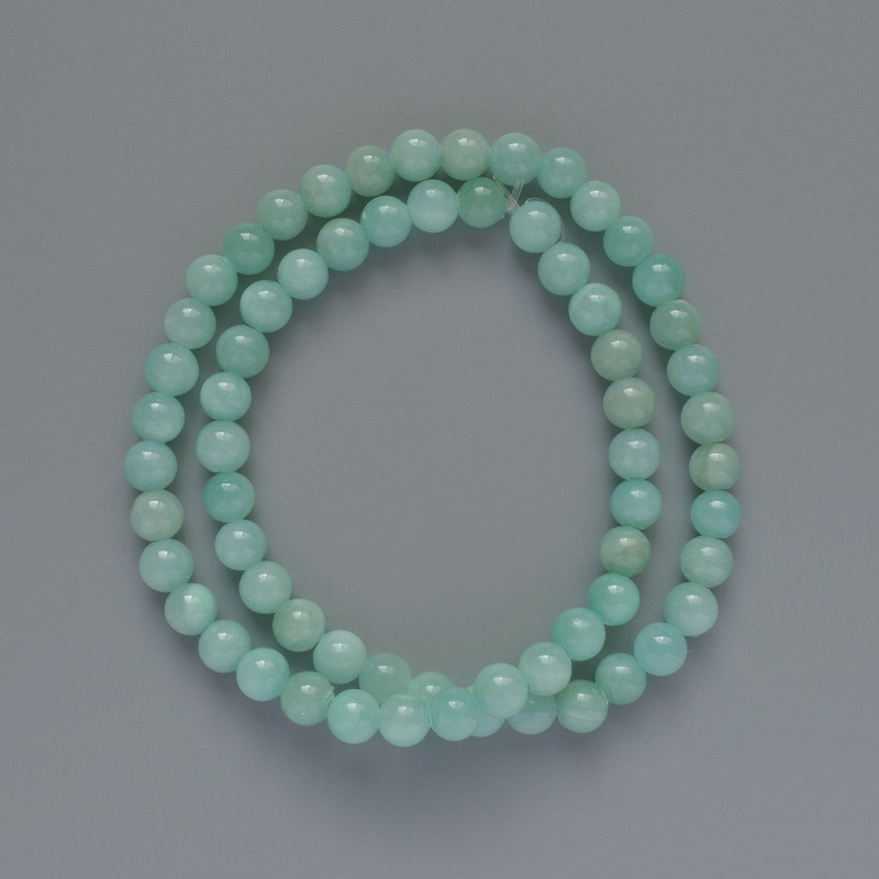 Beads Amazonite (imitation acrylic) smooth round bead, diameter 6.5mm+-, length 40cm+- on fishing line